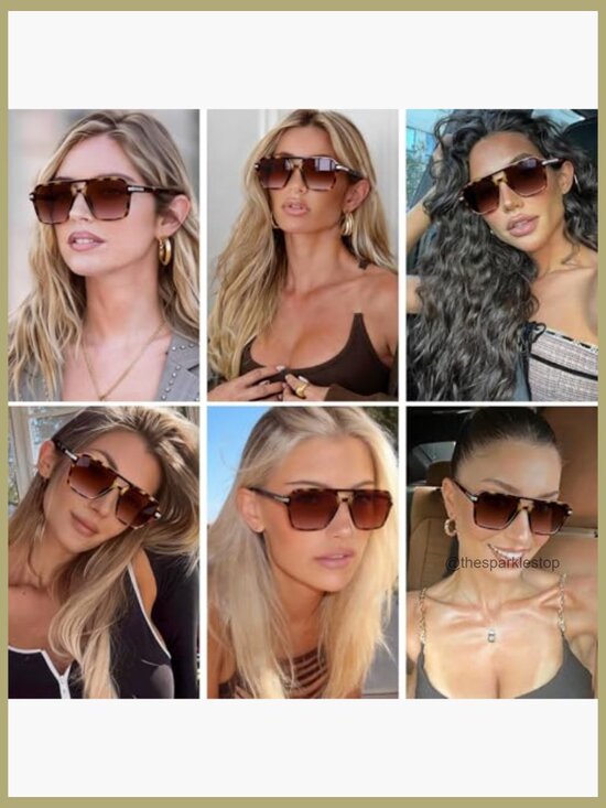 Retro Aviator Sunglasses Square Frame UV400 Lenses main image 4